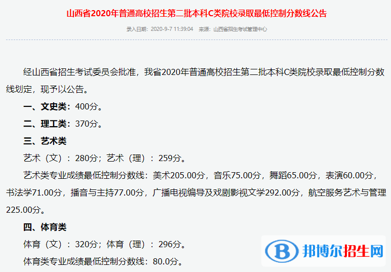 2022年山西高考分?jǐn)?shù)線公布（含2020-2021歷年）