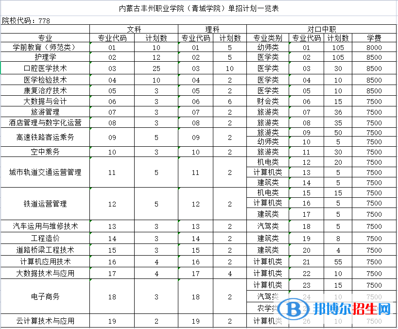 2023年內(nèi)蒙古豐州職業(yè)學院單招專業(yè)有哪些？