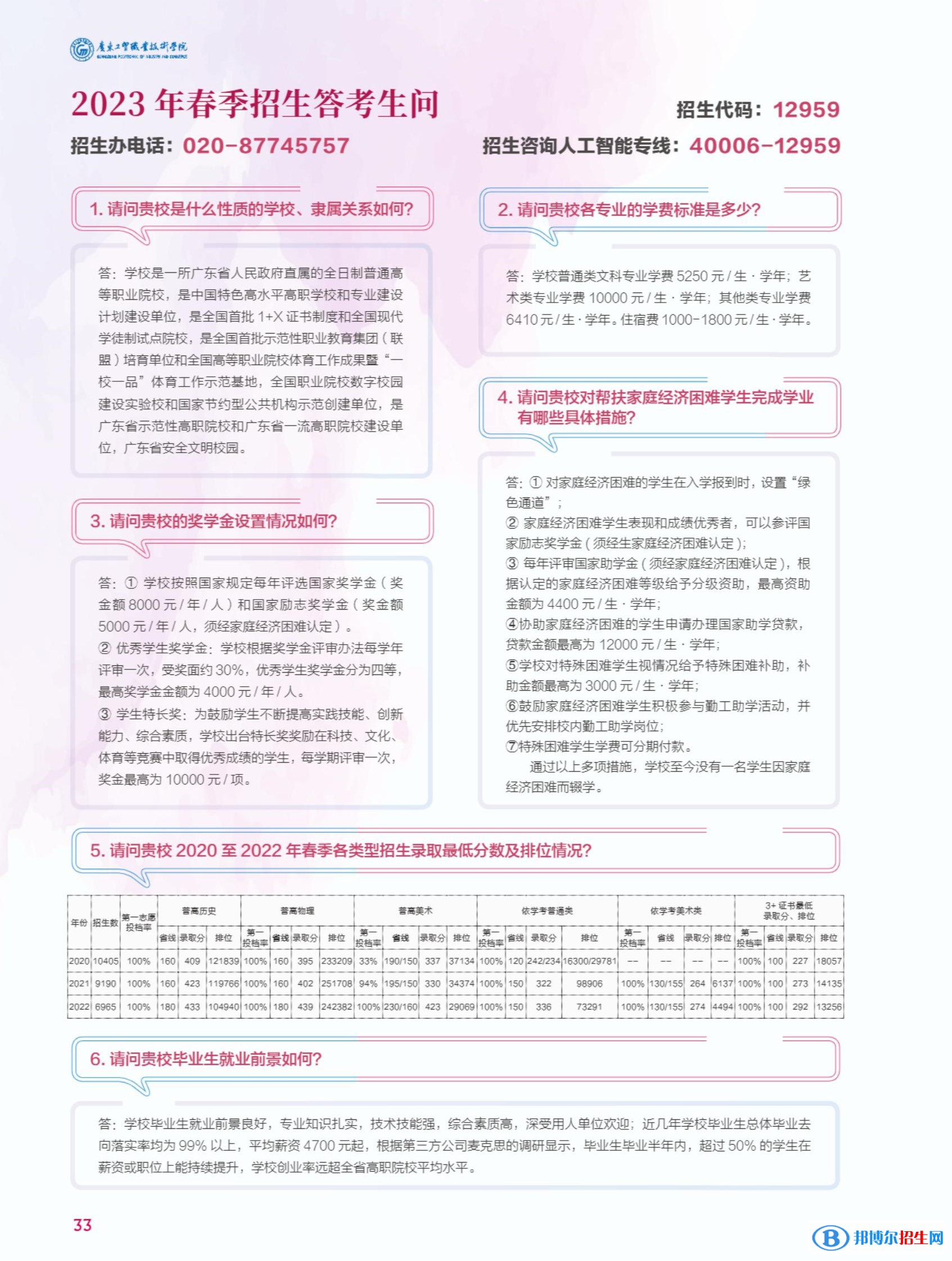 2023廣東工貿職業(yè)技術學院春季高考招生學費匯總