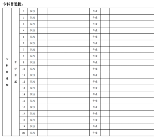 北京高考志愿填報表格電子版2024年級