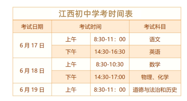 2024年景德鎮(zhèn)中考考試科目時(shí)間安排有哪些