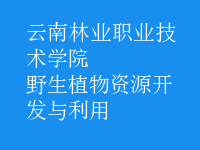 野生植物資源開發(fā)與利用